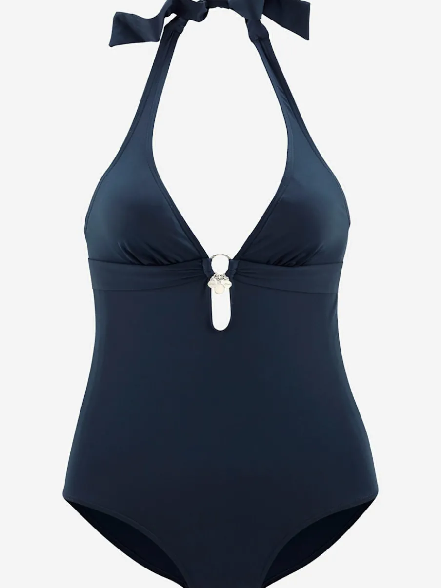 Maillot de bain à nouer dans le cou avec accessoires argentés