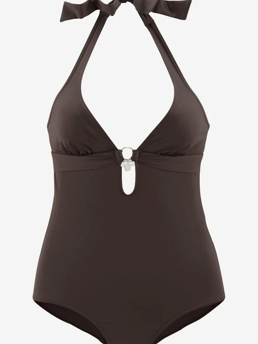 Maillot de bain à nouer dans le cou avec accessoires argentés