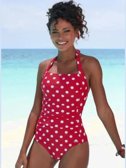 Maillot de bain à nouer dans le cou avec imprimé points
