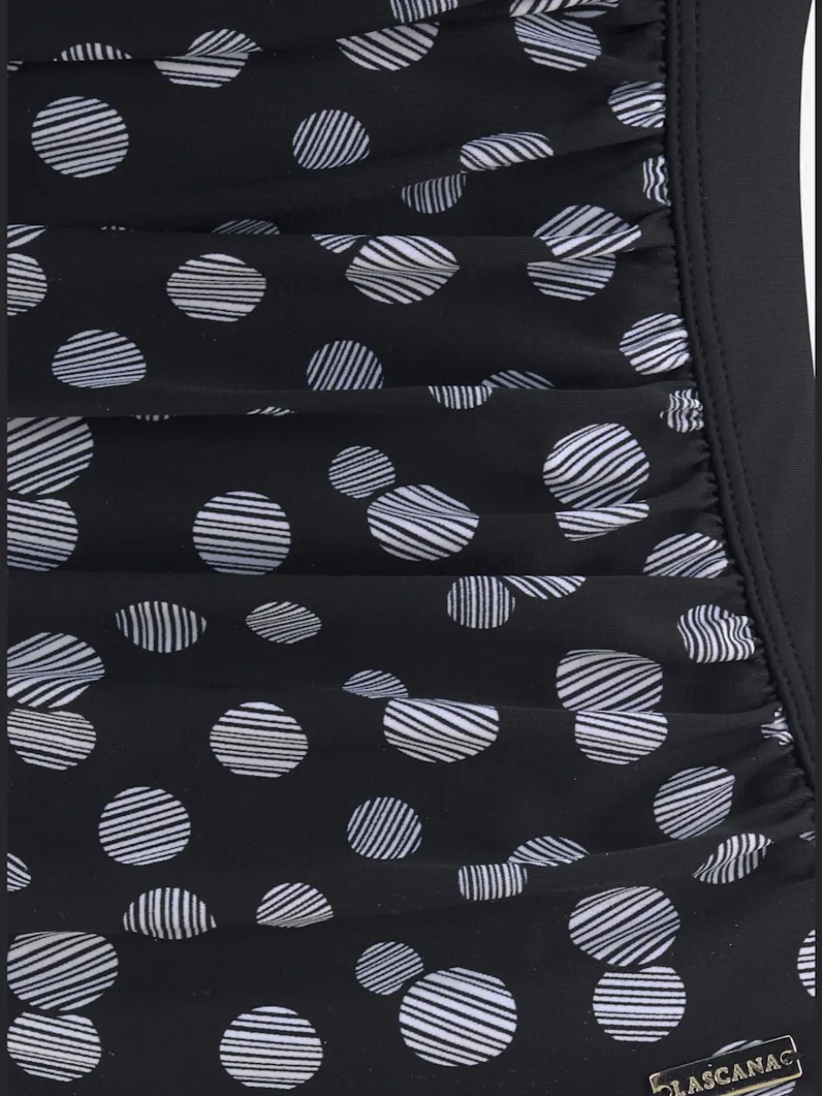 Maillot de bain à pois avec bonnets garnissés et bretelles réglables