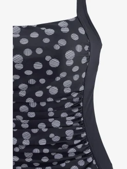 Maillot de bain à pois avec bonnets garnissés et bretelles réglables