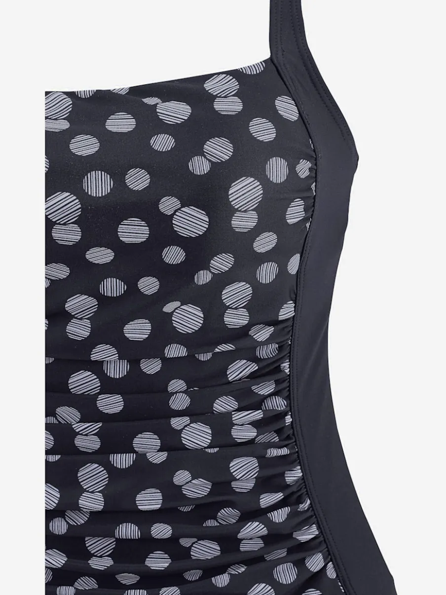 Maillot de bain à pois avec bonnets garnissés et bretelles réglables