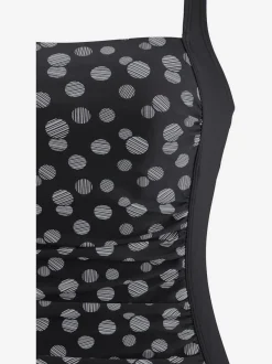 Maillot de bain à pois avec bonnets garnissés et bretelles réglables