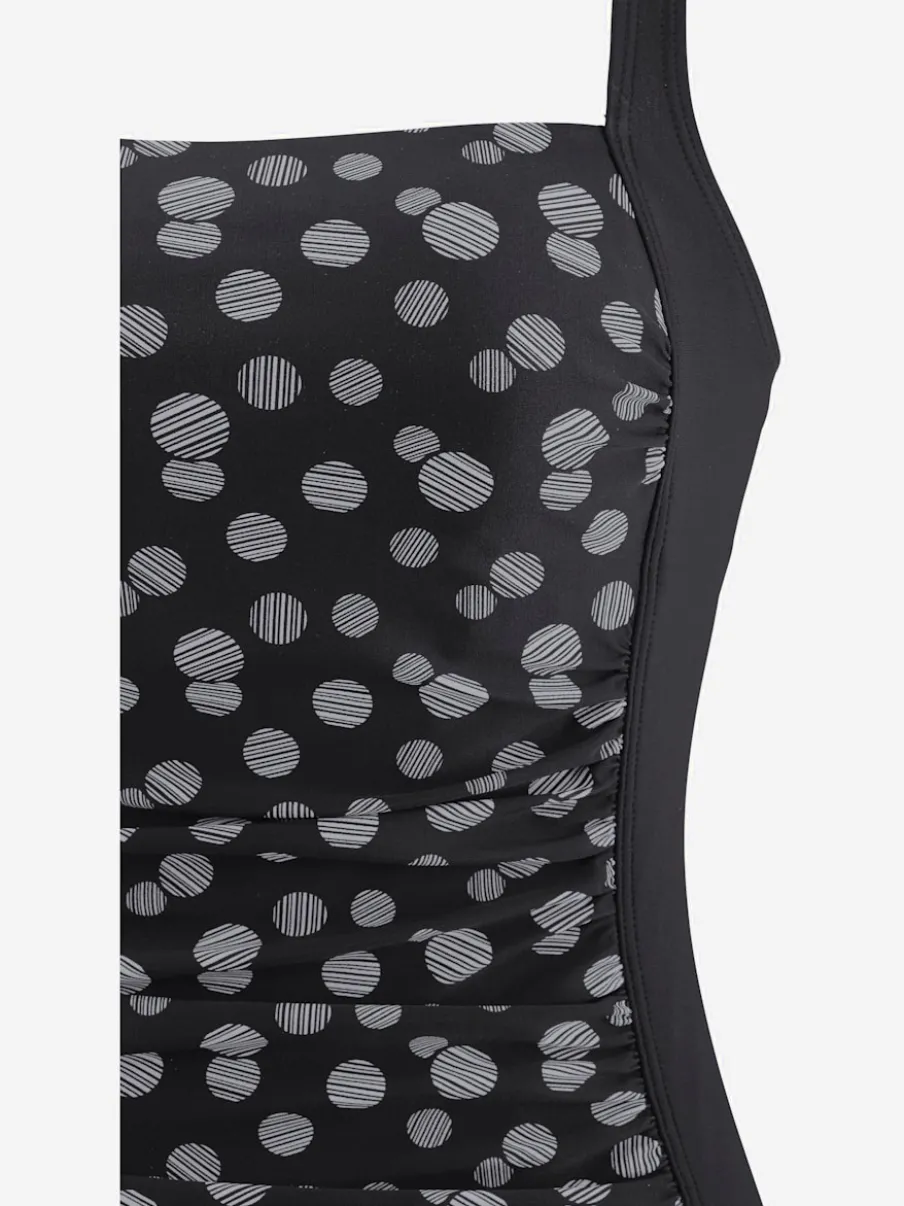 Maillot de bain à pois avec bonnets garnissés et bretelles réglables