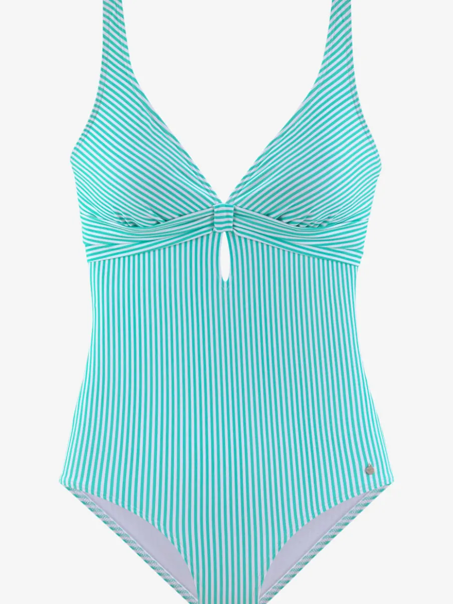 Maillot de bain rayé marin avec bonnets amovibles réglables