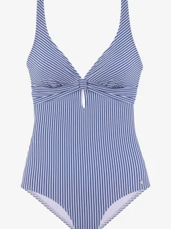 Maillot de bain rayé marin avec bonnets amovibles réglables