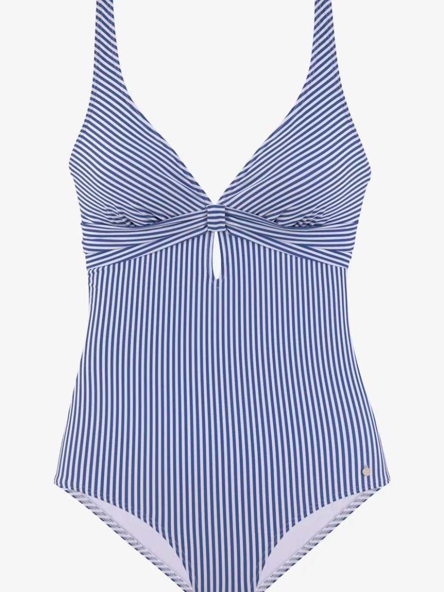 Maillot de bain rayé marin avec bonnets amovibles réglables