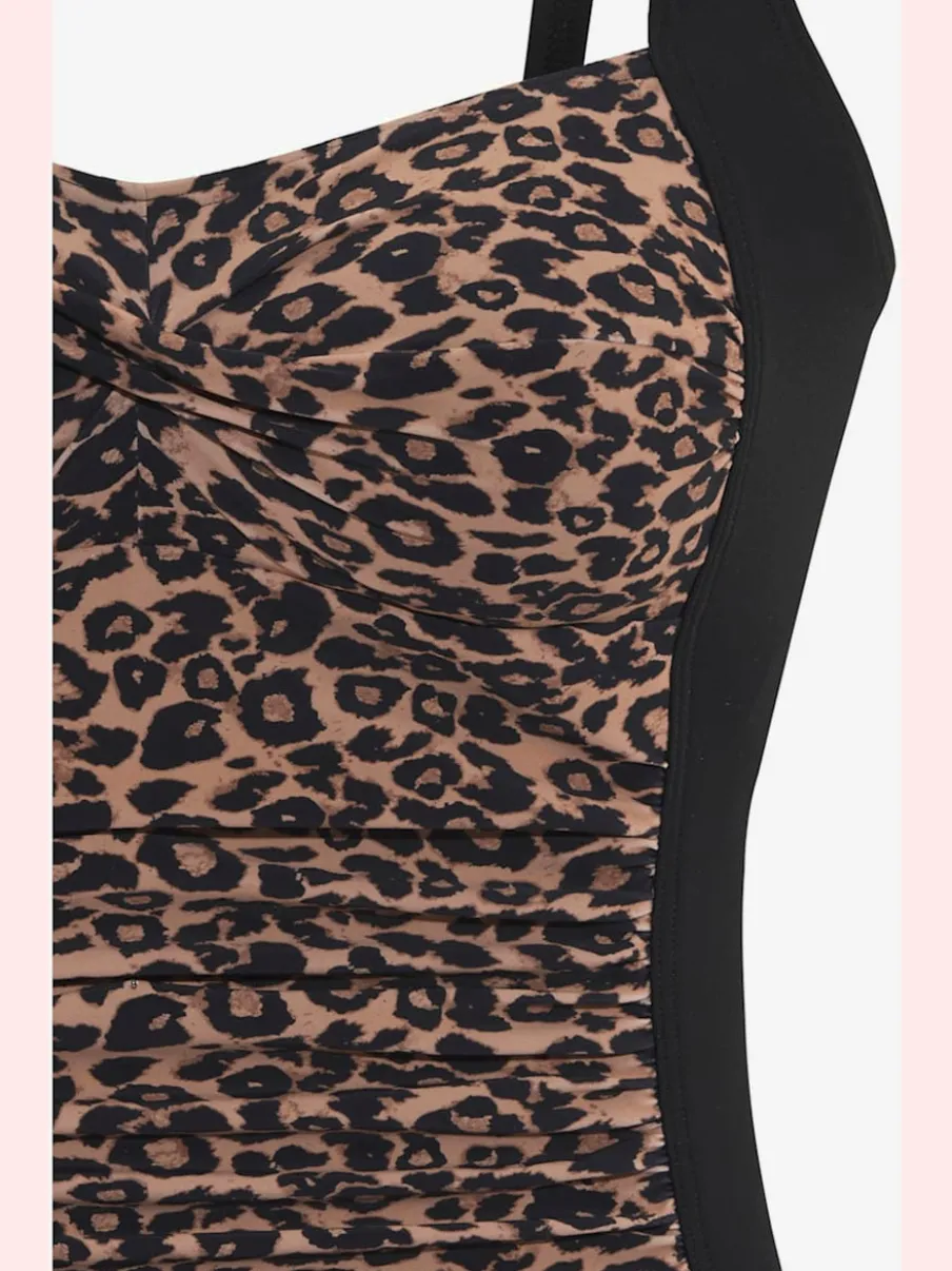 Maillot de bain sans manches à motif léopard intégré