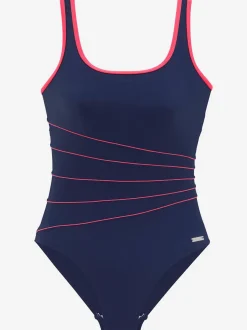 Maillot de bain sportif à bretelles et passepoils contrastés