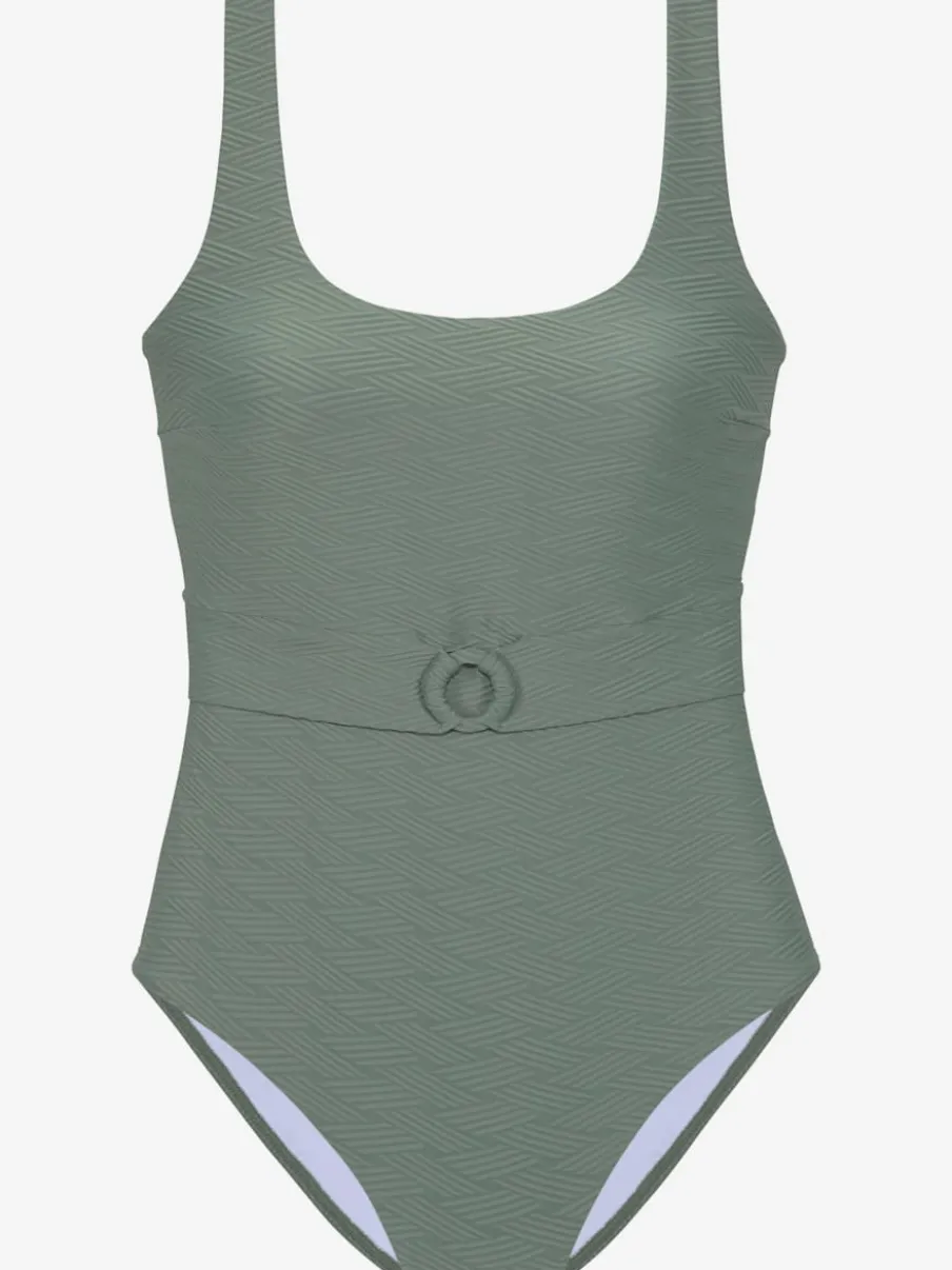 Maillot de bain structuré avec ceinture décorative et bonnets amovibles