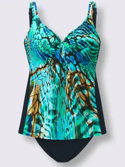 Maillot de bain tankini imprimé avec encolure en V ajustable