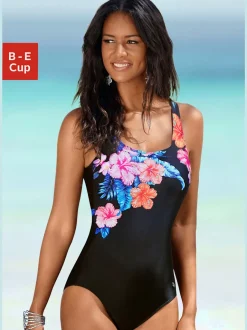 Maillot de bain une pièce à imprimé floral avec bretelles croisées