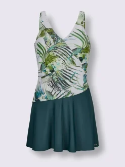 Maillot de bain évasé avec encolure en V et motifs tropicaux