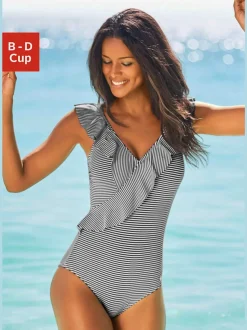 Maillot de bain à volants avec bonnets amovibles et élastique sous la poitrine