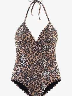 Maillots de bain avec imprimé léopard et bonnets amovibles