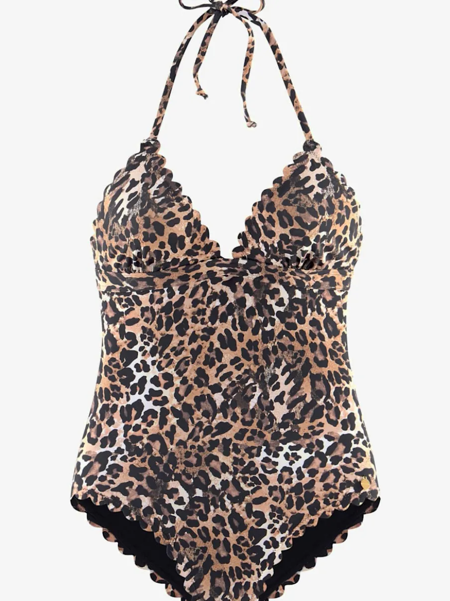 Maillots de bain avec imprimé léopard et bonnets amovibles