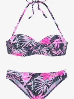 Maillots de bain bandeau à armatures motifs floraux avec rembourrage