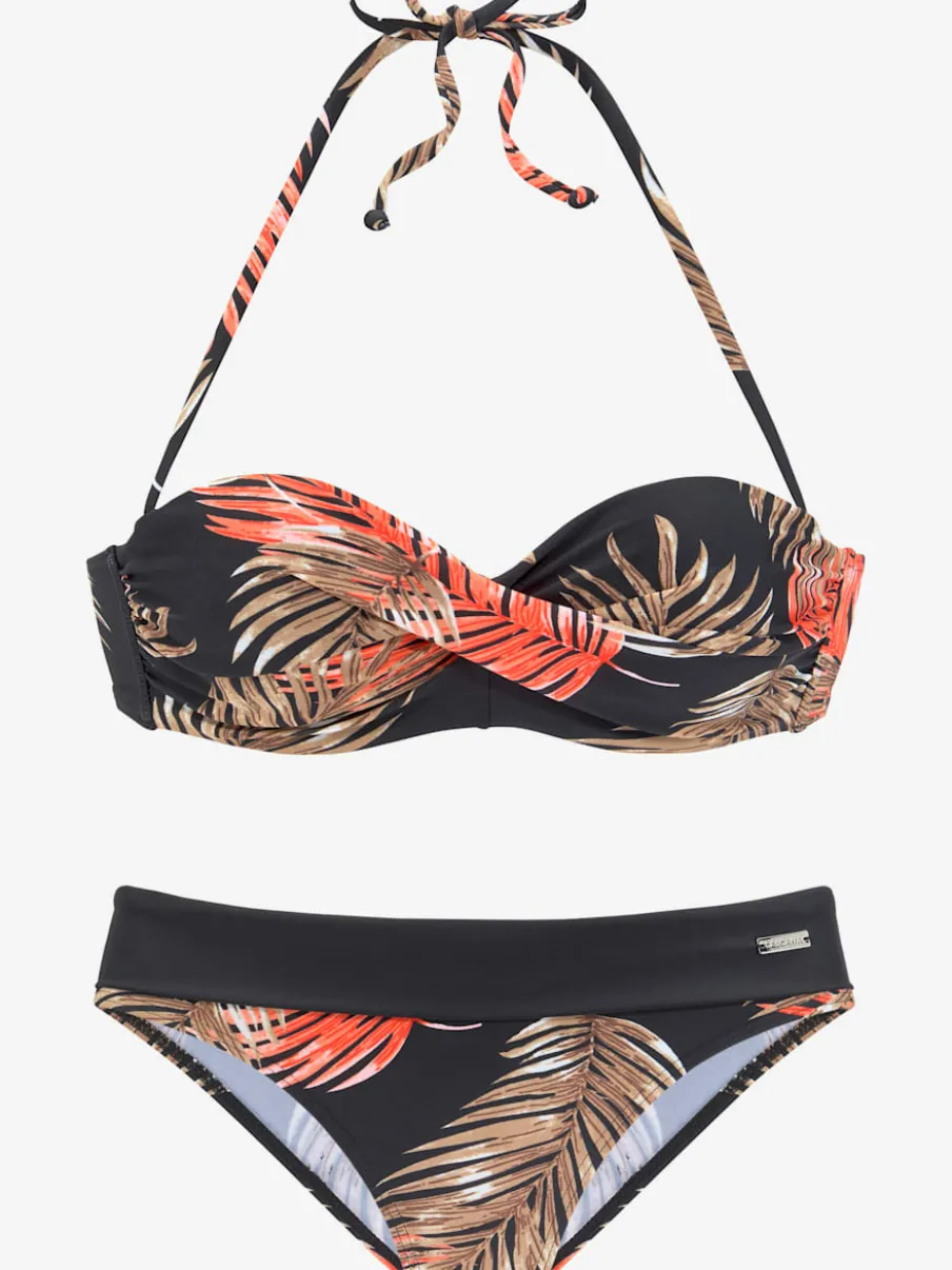 Maillots de bain bandeaux à armatures imprimés feuilles