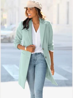 Manteau blazer avec col à revers et boutons imitation corne