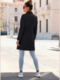 Manteau blazer avec col à revers et boutons imitation corne