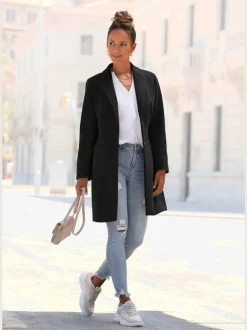 Manteau blazer avec col à revers et boutons imitation corne