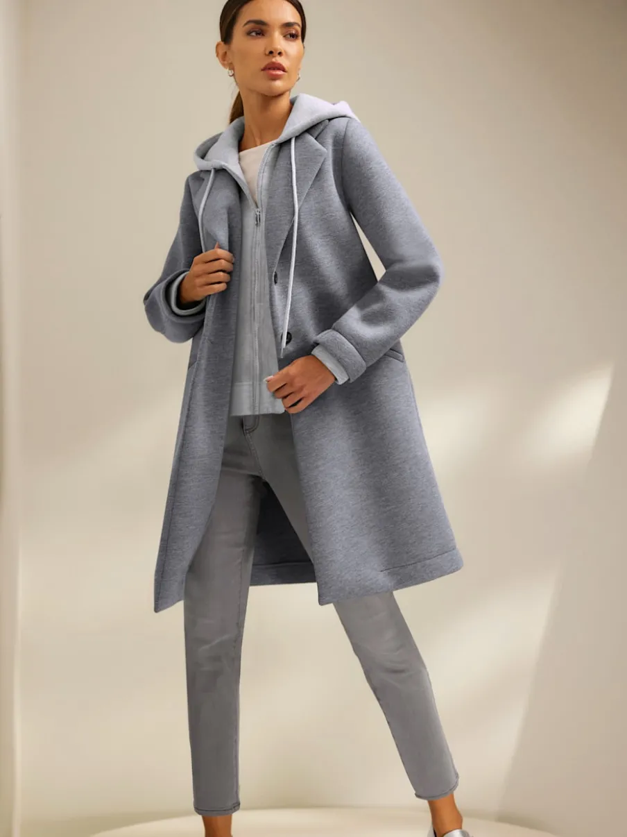 Manteau court avec capuche amovible et poches latérales