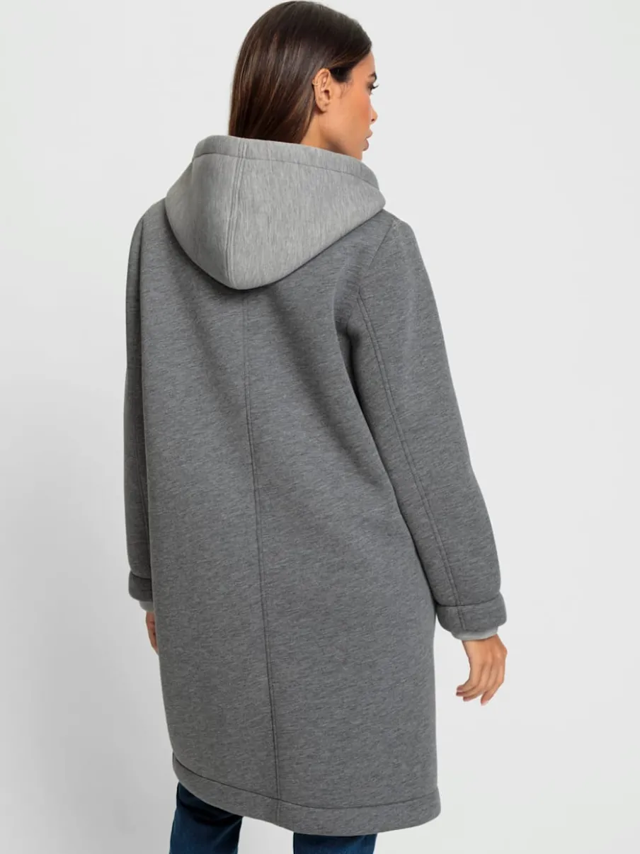 Manteau court avec capuche amovible et poches latérales