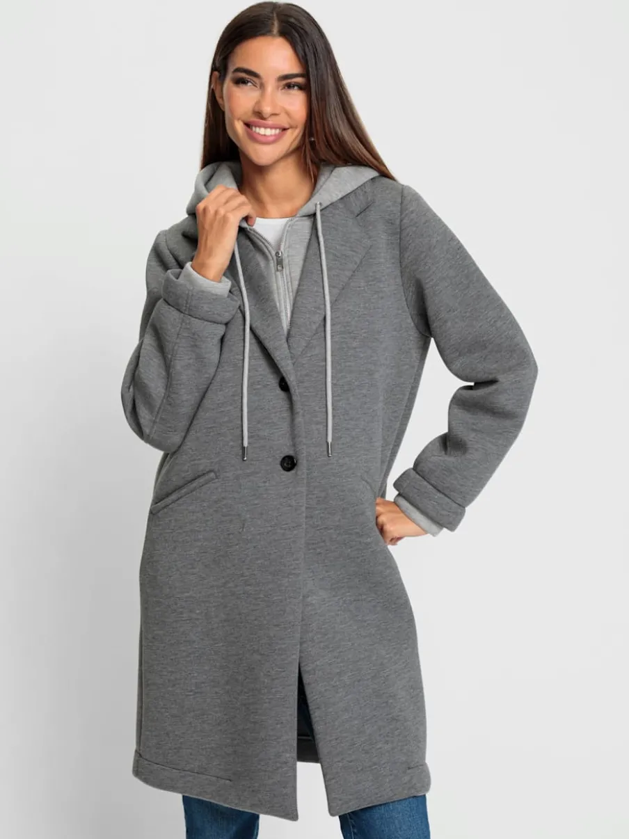 Manteau court avec capuche amovible et poches latérales