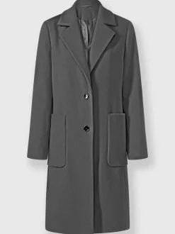 Manteau court à col revers avec grandes poches spacieuses