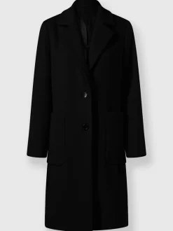 Manteau court à col revers avec grandes poches spacieuses