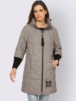 Manteau court matelassé avec logo et poches fendues