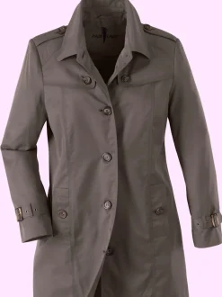 Manteau court trench avec col à revers et boutons