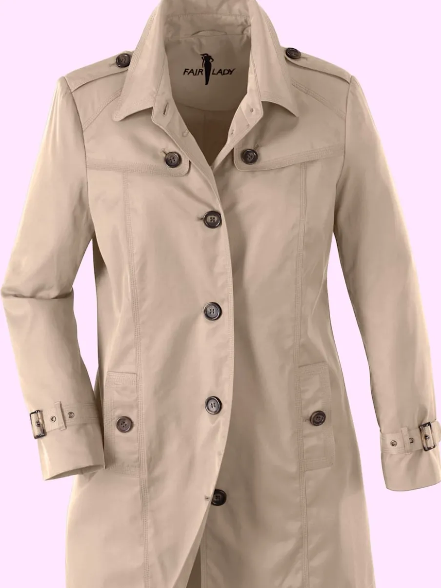 Manteau court trench avec col à revers et boutons