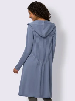 Manteau en tricot avec capuche et manches longues côtelées