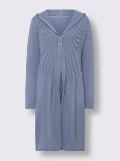 Manteau en tricot avec capuche et manches longues côtelées