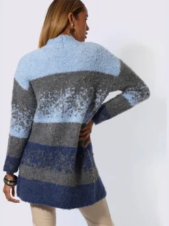Manteau en tricot ouvert avec effet bouclé et manches longues