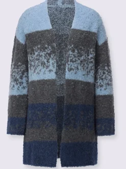 Manteau en tricot ouvert avec effet bouclé et manches longues