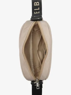 Mini-sac avec matelassage tendance et logo imprimé sur la bandoulière