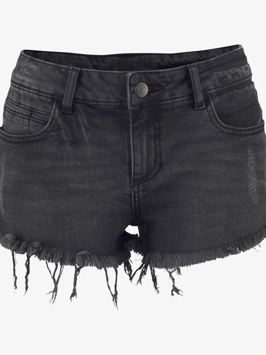 Mini-shorts en jean avec franges et effet vintage
