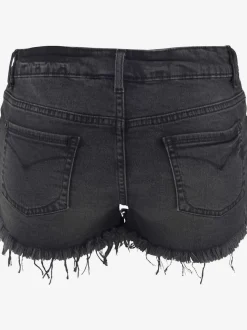 Mini-shorts en jean avec franges et effet vintage