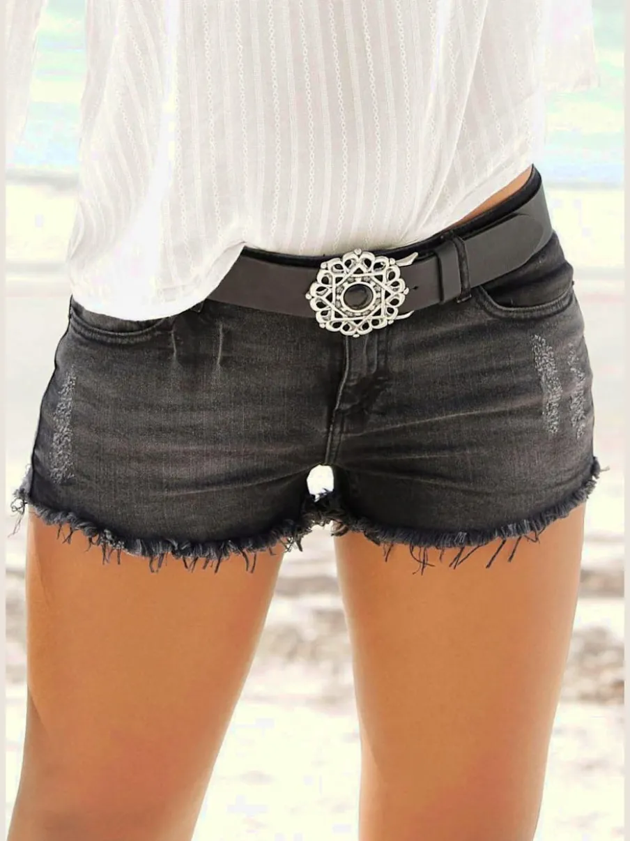 Mini-shorts en jean avec franges et effet vintage