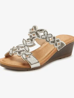Mules d'été avec petites pierres brillantes tendance et élégantes