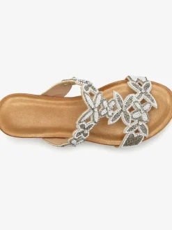Mules d'été avec petites pierres brillantes tendance et élégantes