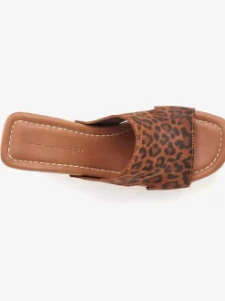 Mules élégantes en cuir de qualité et imitation bois tendance