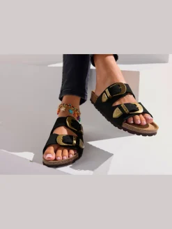 Mules tendance style western avec voûte plantaire en liège confortable pour un confort optimal