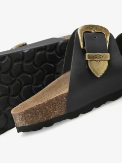 Mules tendance style western avec voûte plantaire en liège confortable pour un confort optimal