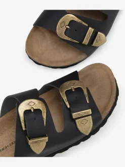 Mules tendance style western avec voûte plantaire en liège confortable pour un confort optimal