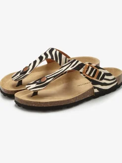 Mules tendance zébrées avec voûte plantaire en liège confortable pour un confort optimal