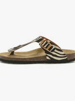Mules tendance zébrées avec voûte plantaire en liège confortable pour un confort optimal