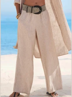 Pantalon ample avec ceinture et manches courtes en matière légère